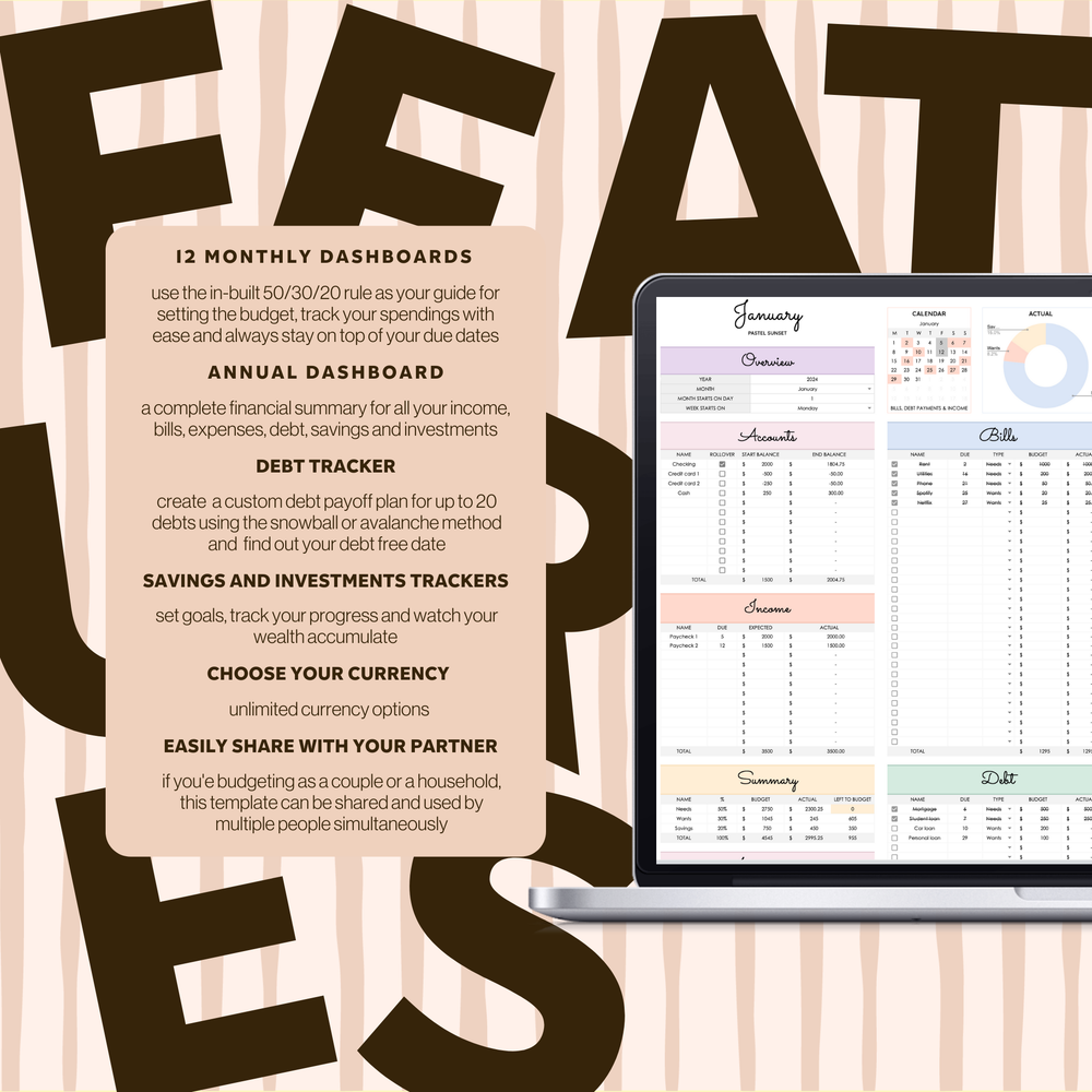 50/30/20 Ultimate Budget Spreadsheet