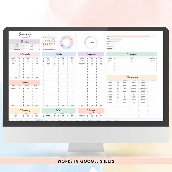 Monthly Budget Spreadsheet (Google Sheets)