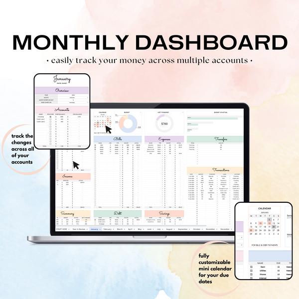 50/30/20 Monthly Budget Spreadsheet (Google Sheets)