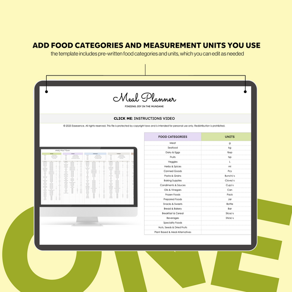 Meal Planner Spreadsheet