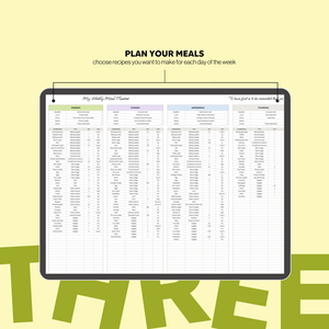 Meal Planner Spreadsheet