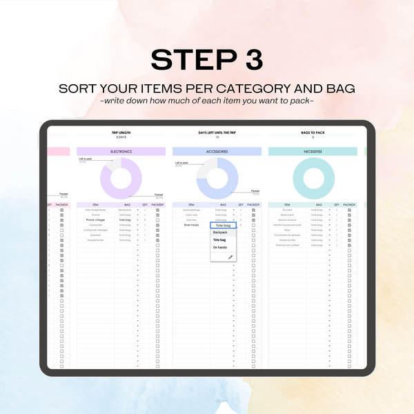 Travel Packing List (Google Sheets)