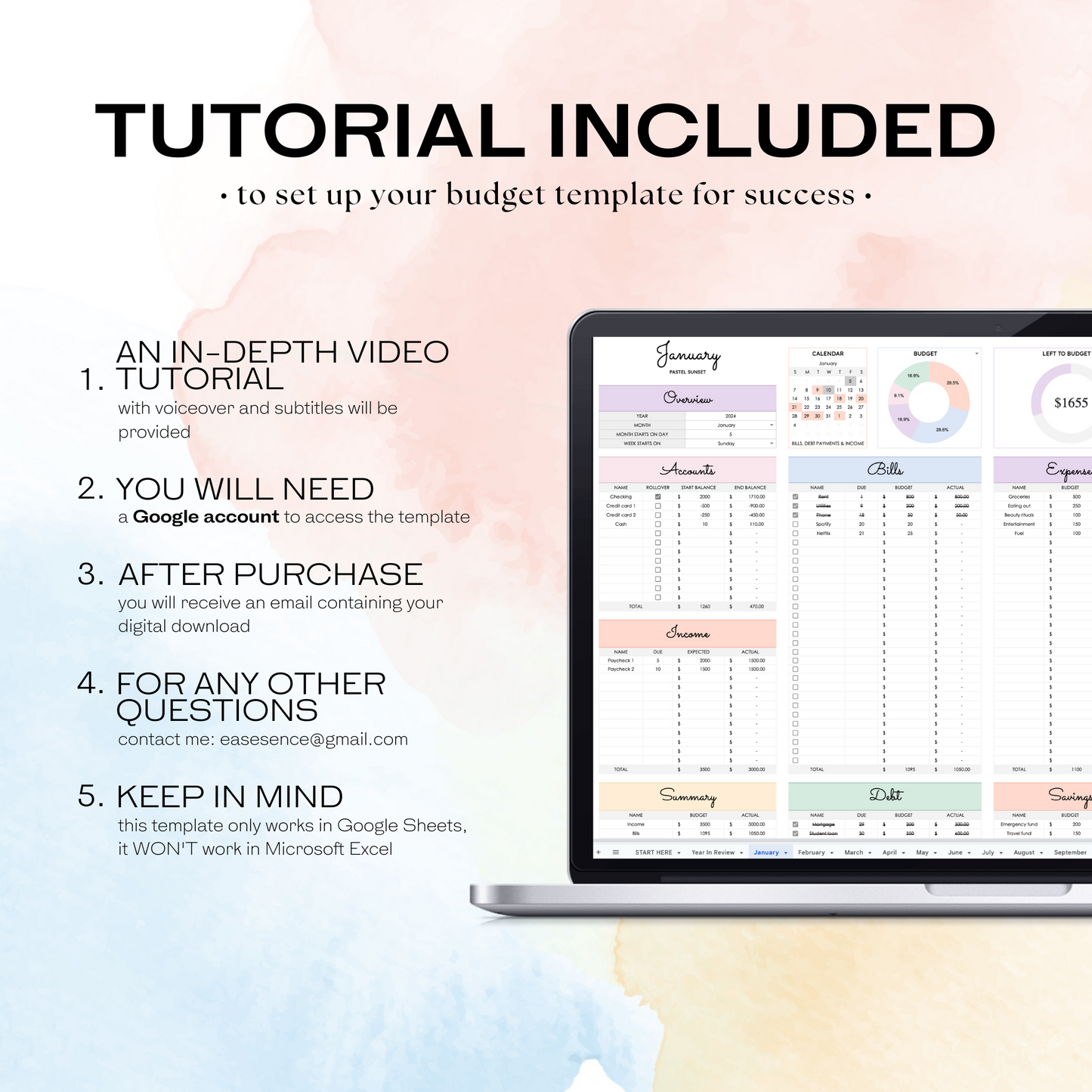 Monthly Budget Spreadsheet (Google Sheets)